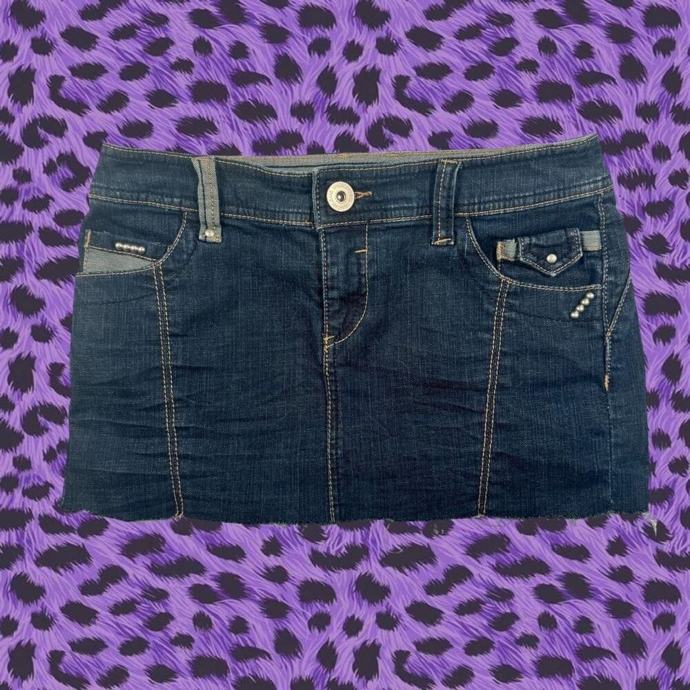 Denim mini micro skirt jeans